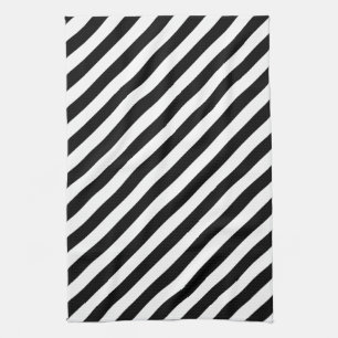 Svartvita diagonala Stripes. Kökshandduk