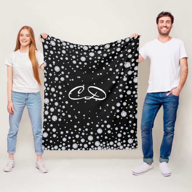 Svartvita diamanter monogram initialer fleecefilt (På plats)