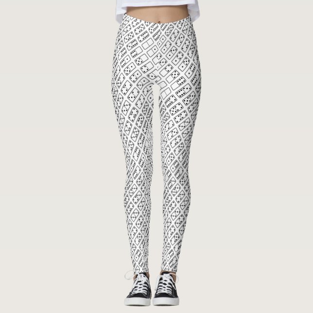 Svartvita Dominosymboler för original- design Leggings (Framsida)