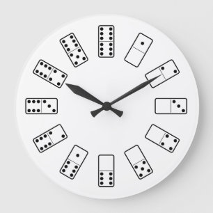 Svartvita Dominosymboler för original- design Stor Klocka