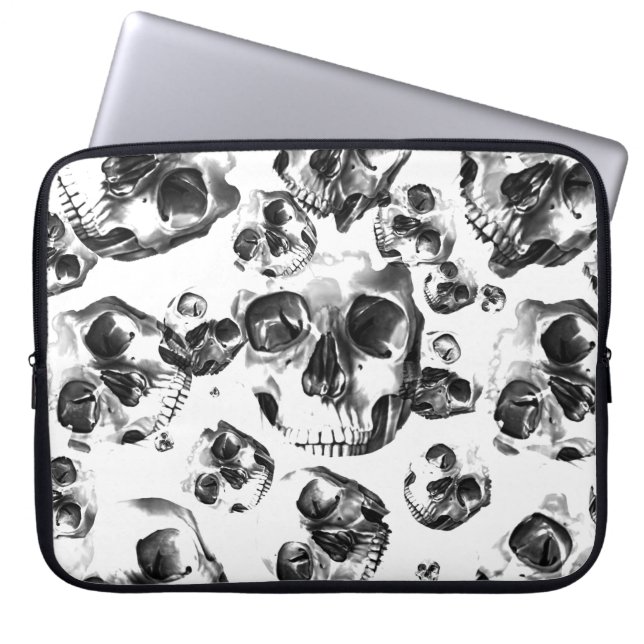 Svartvita Döskallar Skeleton Skull Art Mönster Laptop Fodral (Framsidan)