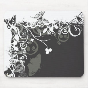 Svartvita fjärilar Mousepad Musmatta