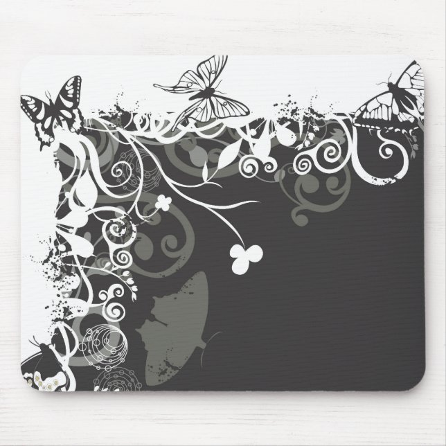 Svartvita fjärilar Mousepad Musmatta (Framsidan)