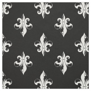 Svartvita Fleur De Lis Mönstra Tyg