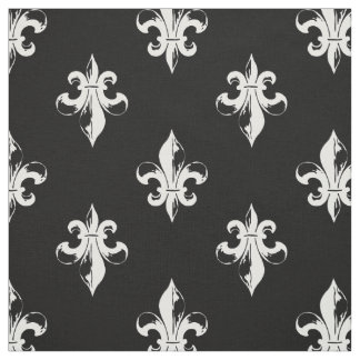 Svartvita Fleur De Lis Mönstra Tyg