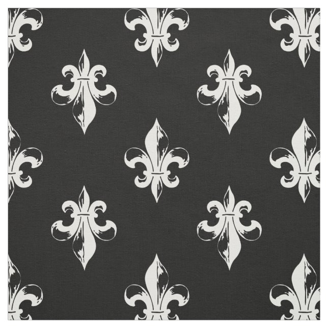 Svartvita Fleur De Lis Mönstra Tyg (Provkarta)