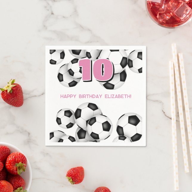 Svartvita fotbollar barns födelsedag party pappersservett (Insitu)