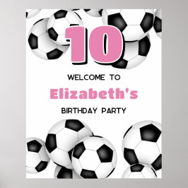 Svartvita fotbollar barns födelsedag party poster