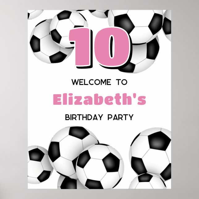 Svartvita fotbollar barns födelsedag party poster (Framsidan)