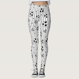 Svartvita fotbollar Stripe Sporty Soccer Mamma Leggings