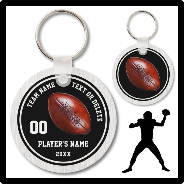 Svartvita fotbolls-VM, Personlig Nyckelring (Cheap football player gifts. Football team gifts cheap. Cheap football party favors. Black and Gray.)