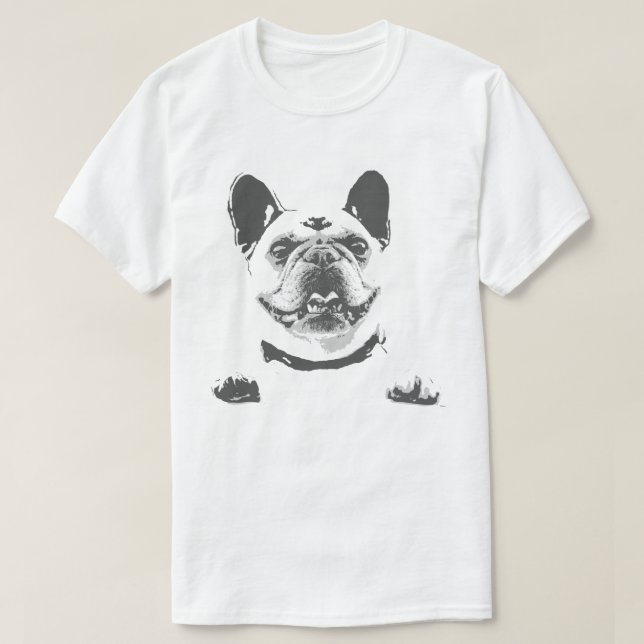 Svartvita franska bulldoggmanar T-tröja Tee (Design framsida)
