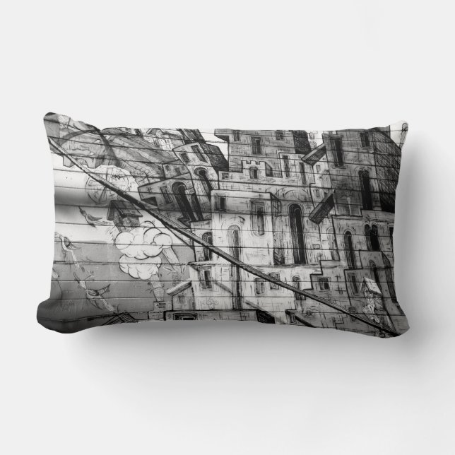 Svartvita grafitti i San Francisco Lumbarkudde (Framsida)