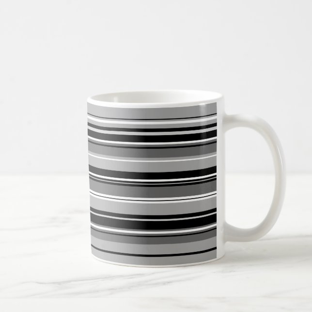 Svartvita gråtoner med blandad rand Mönster Kaffemugg (Höger)