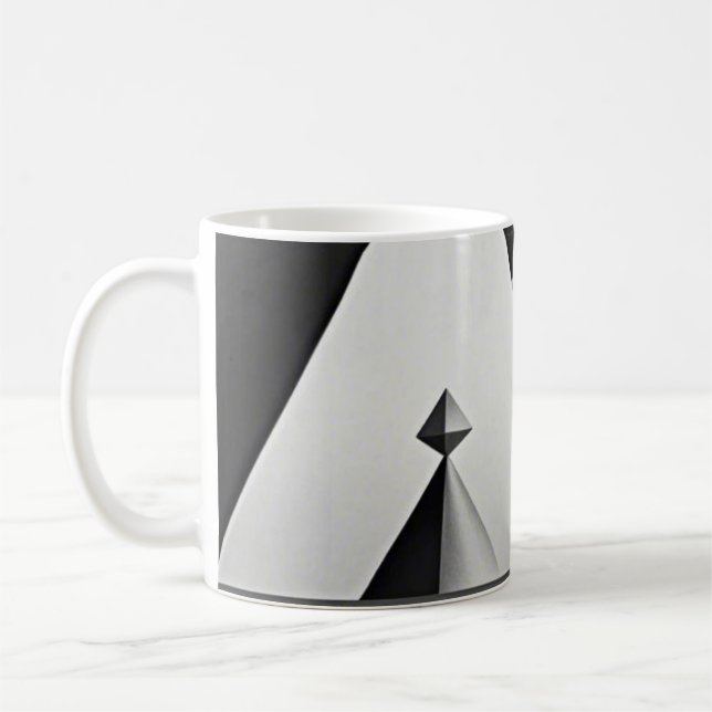 Svartvita grått-geometriska former kaffemugg (Vänster)