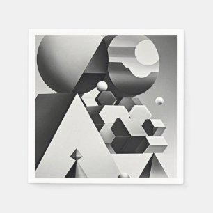 Svartvita grått-geometriska former pappersservett
