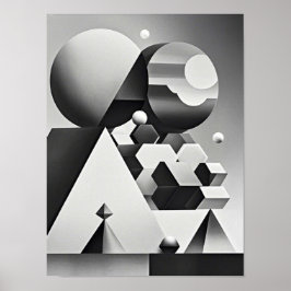 Svartvita grått-geometriska former poster