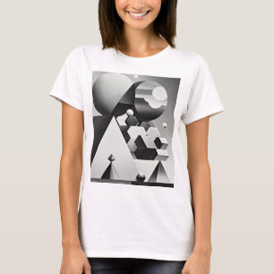 Svartvita grått-geometriska former t shirt