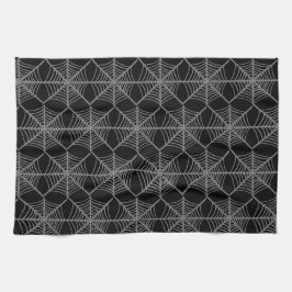 Svartvita Halloween-Spindelnät Kökshandduk