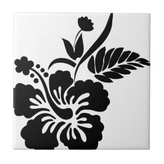 Svartvita hawaiiboblommor kakelplatta