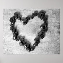 Svartvita Hjärtformade kaffebönor 16 x 20