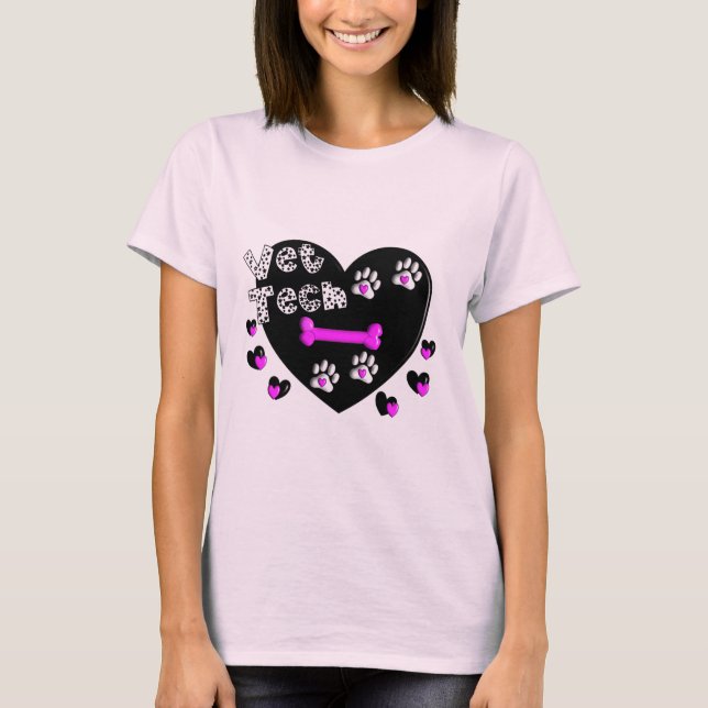 SVARTVITA HJÄRTOR för VetTech Tee Shirt (Framsida)