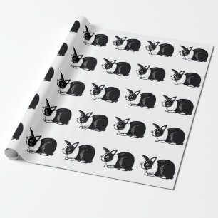 Svartvita holländska kaniner Mönster Wrapping Pa Presentpapper