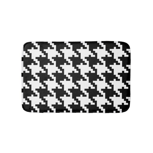 Svartvita Houndstooth Badrumsmatta (Framsidan)