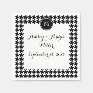 Svartvita Houndstooth din Monogram Pappersservett