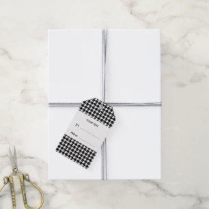 Svartvita Houndstooth din Monogram Presentetikett