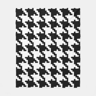 Svartvita Houndstooth Fleecefilt