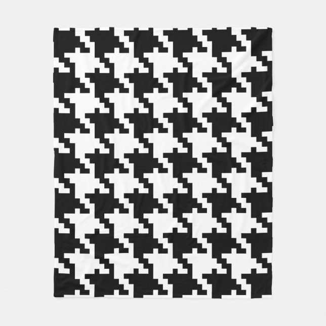 Svartvita Houndstooth Fleecefilt (Framsidan)