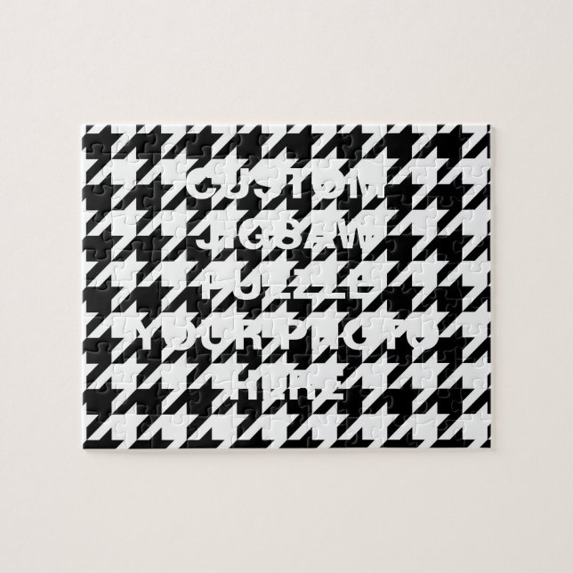 Svartvita Houndstooth Pussel (Horisontell)