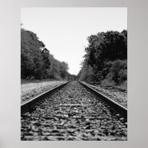 Svartvita järnvägar 16 x 20 Poster utskrift