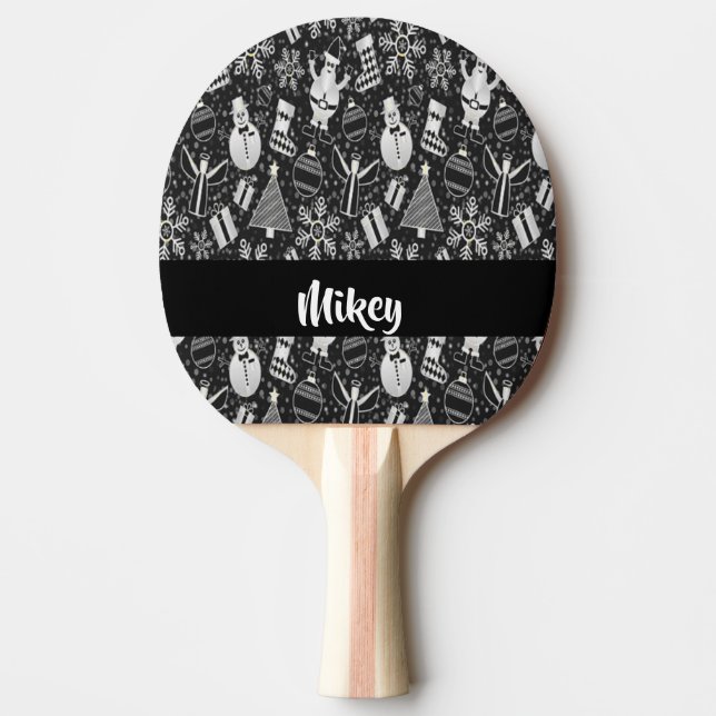 Svartvita jultecken pingisracket (Framsidan)