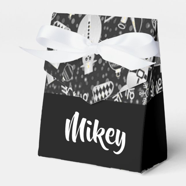 Svartvita jultecken presentaskar (Framsidan Sidan)