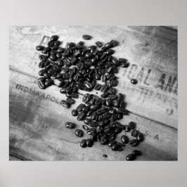 Svartvita kaffebönor på gamla Låda 16 x 20 Poster