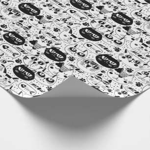 Svartvita katter ansikte mönster presentpapper