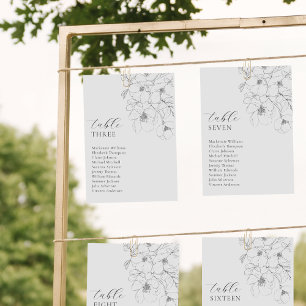 Svartvita kort med minimalistisk Blommigt för säte