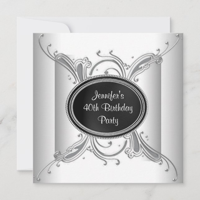 Svartvita kvinnor 40:e födelsedag Party Inbjudningar (Framsida)