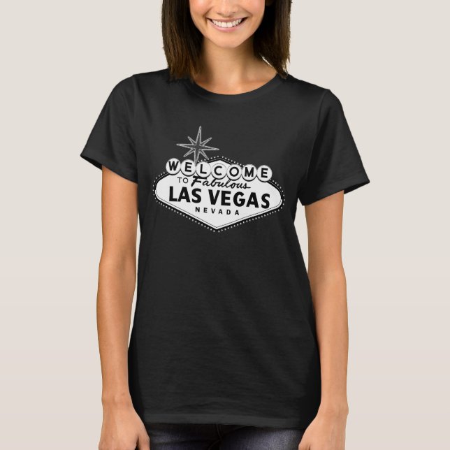 Svartvita Las Vegas undertecknar T-tröja T-shirt (Framsida)