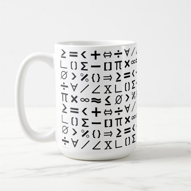 Svartvita matematecken och symboler Mönster Kaffemugg (Vänster)