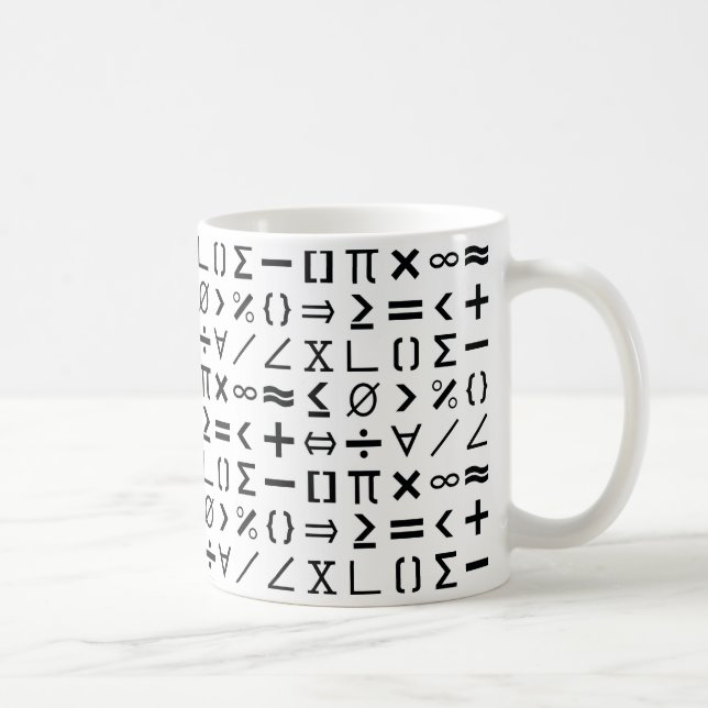 Svartvita matematecken och symboler Mönster Kaffemugg (Höger)