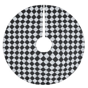 Svartvita Mitt--Århundrade satängdiamanter - Julgransmatta Borstad Polyester