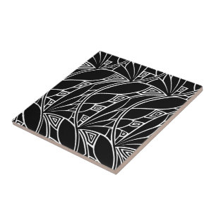 Svartvita modern konstnouveautessellations kakelplatta