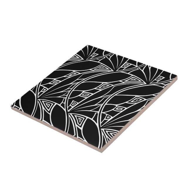 Svartvita modern konstnouveautessellations kakelplatta (Sidan)