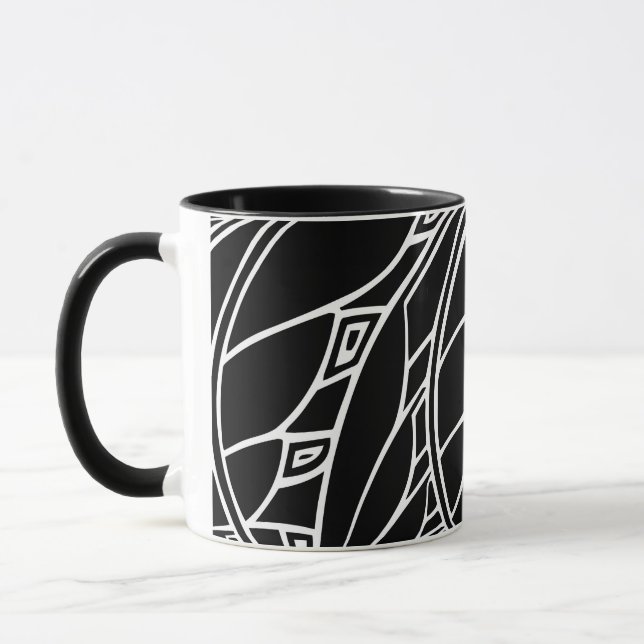 Svartvita modern konstnouveautessellations mugg (Vänster)