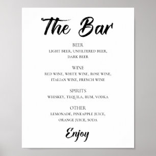 Svartvita moderna bröllop-alkoholdrycker pub poster