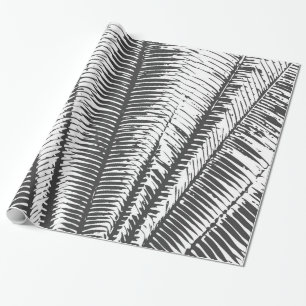 Svartvita moderna tropiska handflatanormbunksblad presentpapper