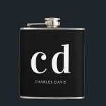Svartvita monograminitialer fet stil fickplunta<br><div class="desc">En klassisk svart bakgrund,  vit färgad. Anpassa och lägg till ditt monogram initialer och ditt namn. För både honom och henne.</div>